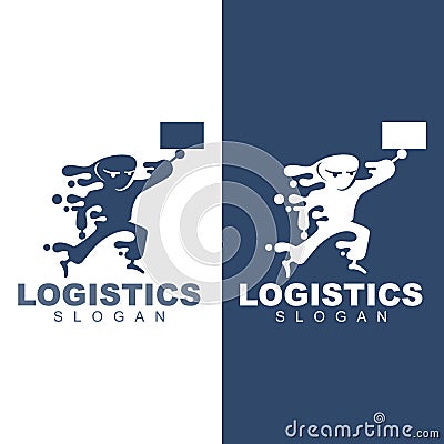 Delivery man logo, ninja logo icon vector, courier icon Vector Illustration