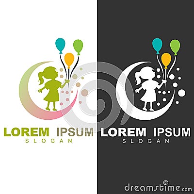 Dream kids logo, child freedom and lifestyle logo Vector Illustration