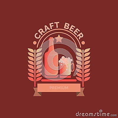 Beer label reword logo design, Craft beer vector logo Vector Illustration