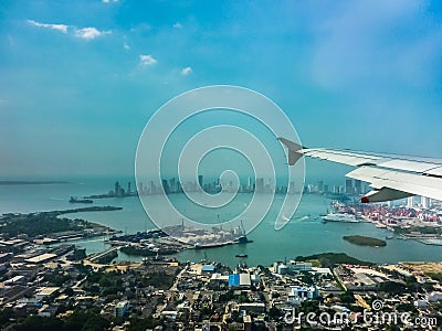 Cartagena Aerial View from Window Plane Stock Photo