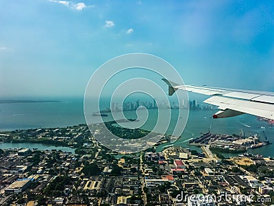 Cartagena Aerial View from Window Plane Stock Photo