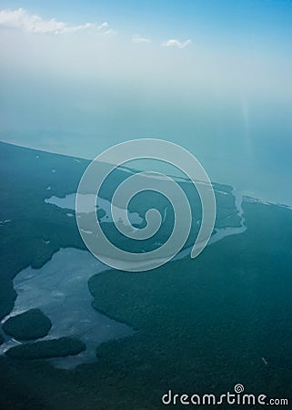 Cartagena Aerial View from Window Plane Stock Photo