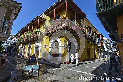 View of the streets of Cartagena, Colombia. Editorial Stock Photo