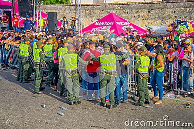 CARTAGENA, COLOMBIA - NOVEMBER 07, 2019: Unidentified spectators at the independece day parade on the streets of Editorial Stock Photo