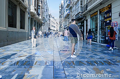 Commercial shopping street in Cartagena, Spain called calle mayor Editorial Stock Photo