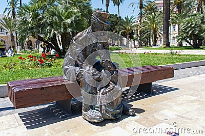 Cartagena park statues, lifelike monuments Editorial Stock Photo