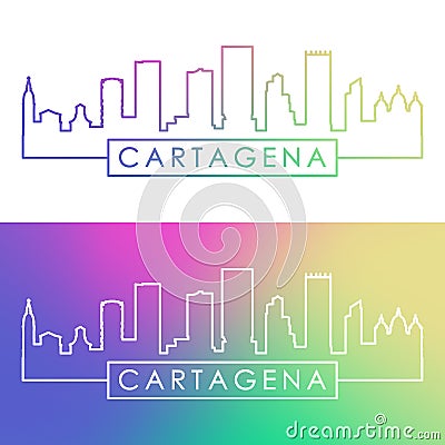 Cartagena skyline. Colorful linear style. Vector Illustration