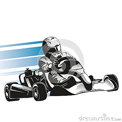 Speed kart racing poster vector image. Championship extreme transportation. Vector Illustration