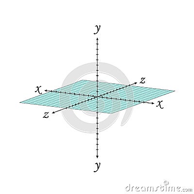 Cartesian coordinate system perspective grid three-dimensional. Vector isometric solid shapes projection. geometry and algebra Cartoon Illustration