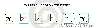 Cartesian coordinate system vector icon in 6 different modern styles. Black, two colored cartesian coordinate system icons Vector Illustration