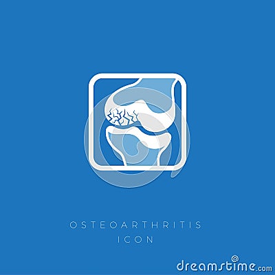 Cartilage damage, Arthritis, Osteoarthritis icon. Cracks in the cartilage in the joint. Vector Illustration
