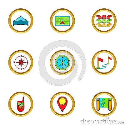 Cartography icons set, cartoon style Vector Illustration