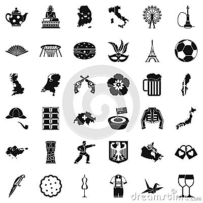 Cartography icons set, simple style Vector Illustration