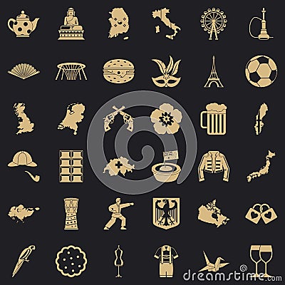 Cartography icons set, simple style Vector Illustration