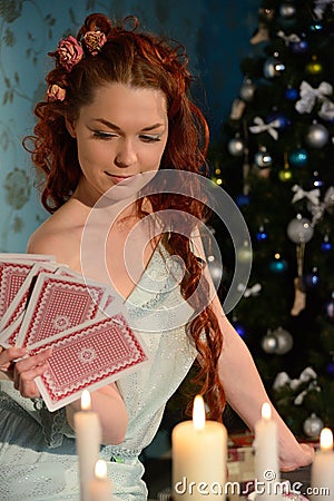 Cartomancy on Christmas Eve Stock Photo