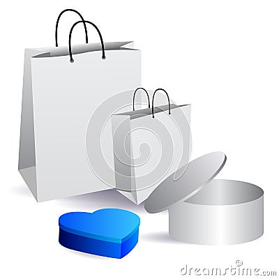 Carton blank package and gift boxes. Vector Illustration