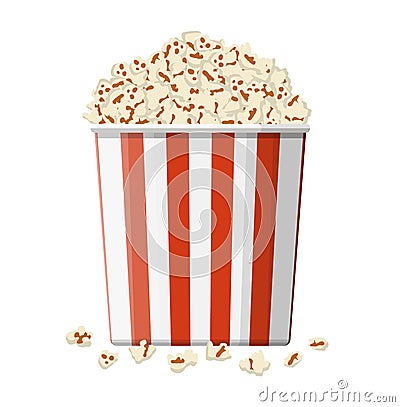 Carton bowl full of popcorn. Vector Illustration