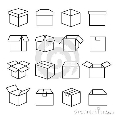 Carton boxes icon set Vector Illustration