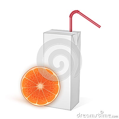 The carton packages of orange juice, isolated on light background. White pack Mockup, vector illustration of Realistic template Vector Illustration