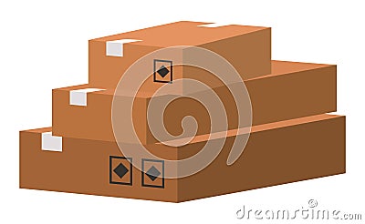 Carton square box, delivery and packaging of goods for comfortable transportation, shipping Vector Illustration