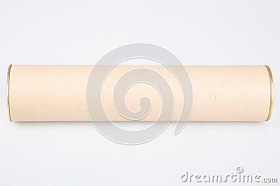 Carton tube mailer on white background Stock Photo