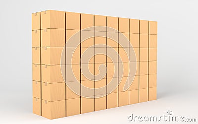 Cartons stacked together, factory warehouse, 3d rendering Stock Photo