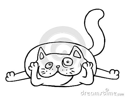 Cartoon admires cat. Vector illustration. Vector Illustration