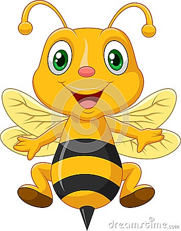 Cartoon adorable bees Vector Illustration