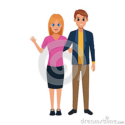 Cartoon adult couple, flat design Vector Illustration