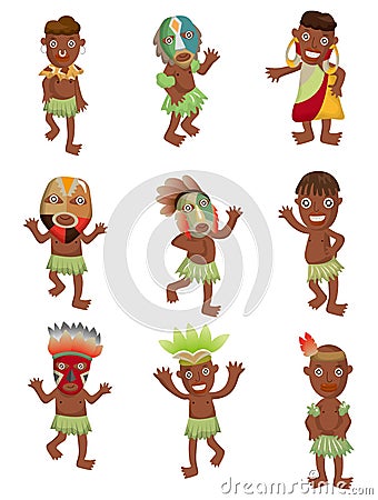 Cartoon Africa Indigenous icons Vector Illustration