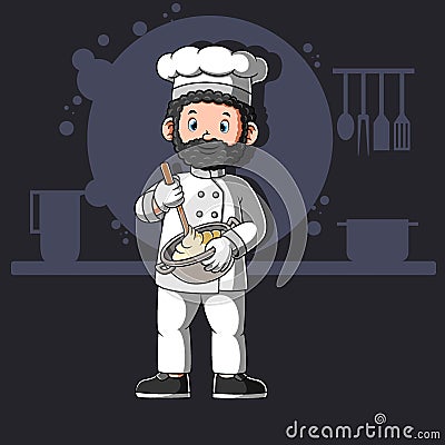 Cartoon african chefs cooking Vector Illustration