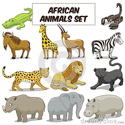 Cartoon african savannah animals set vector Vector Illustration