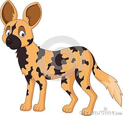 Cartoon African wild dog Vector Illustration