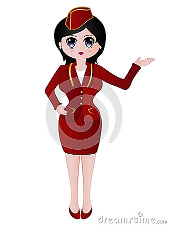 Cartoon Air Hostess Clip Art Vector Illustration