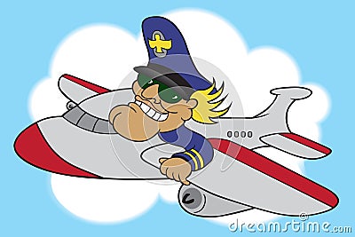 Cartoon Airline Pilot Vector Illustration