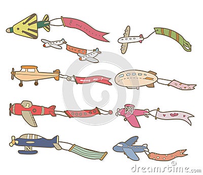 Cartoon airplane banner Vector Illustration