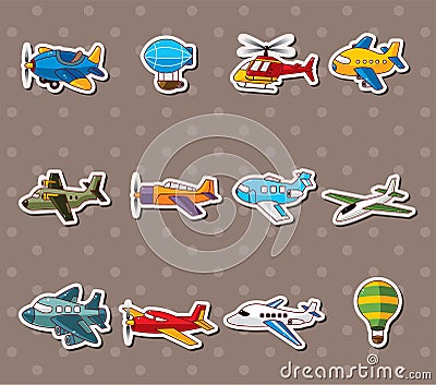 Cartoon airplane stickers Vector Illustration