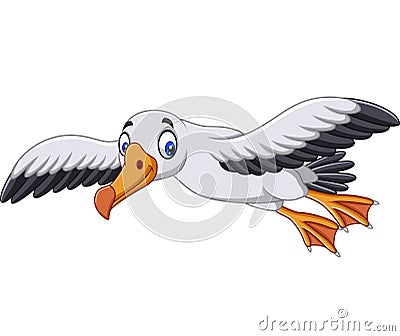 Cartoon albatross flying Vector Illustration