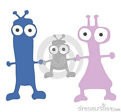 Cartoon alien family Vector Illustration