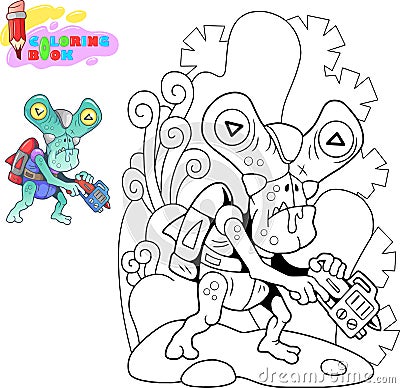 Cartoon alien from outer space, funny illustration Vector Illustration