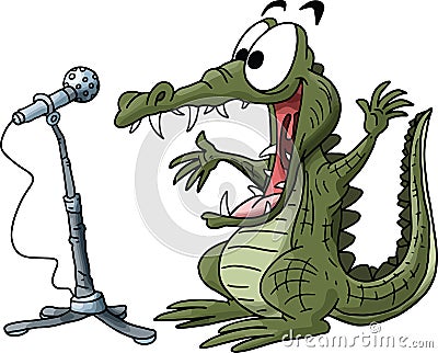 Cartoon alligator making a speech on a stage vector illustration Vector Illustration