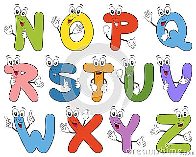 Cartoon Alphabet Characters N-Z Vector Illustration