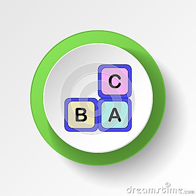 cartoon alphabet infants blocks toy colored button icon. Signs and symbols can be used for web, logo, mobile app, UI, UX Stock Photo