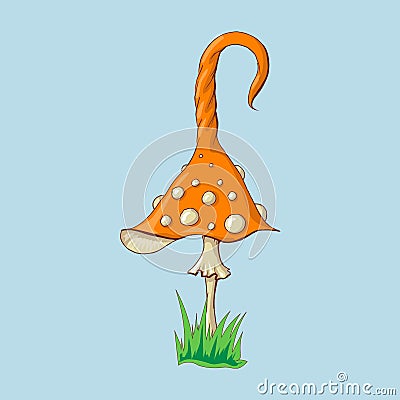 Cartoon Amanita muscaria fly agaric mushroom icon. Vector Illustration