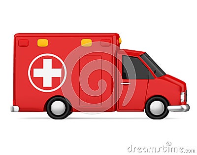 Cartoon Ambulance Car Isolated Stock Photo