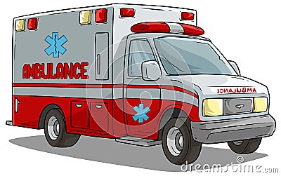 Cartoon ambulance emergency car or truck Vector Illustration