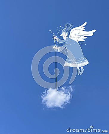 Angel holding cloud Stock Photo