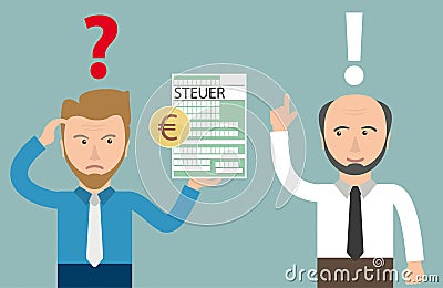 Cartoon Angry Businessman Steuer Euro Accountant Vector Illustration