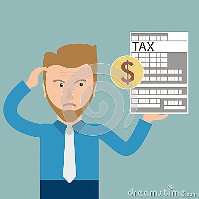 Cartoon Angry Businessman Tax Dollar Vector Illustration