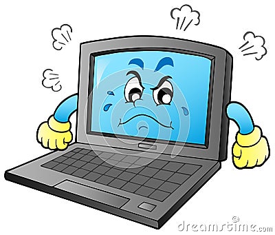 Cartoon angry laptop Vector Illustration